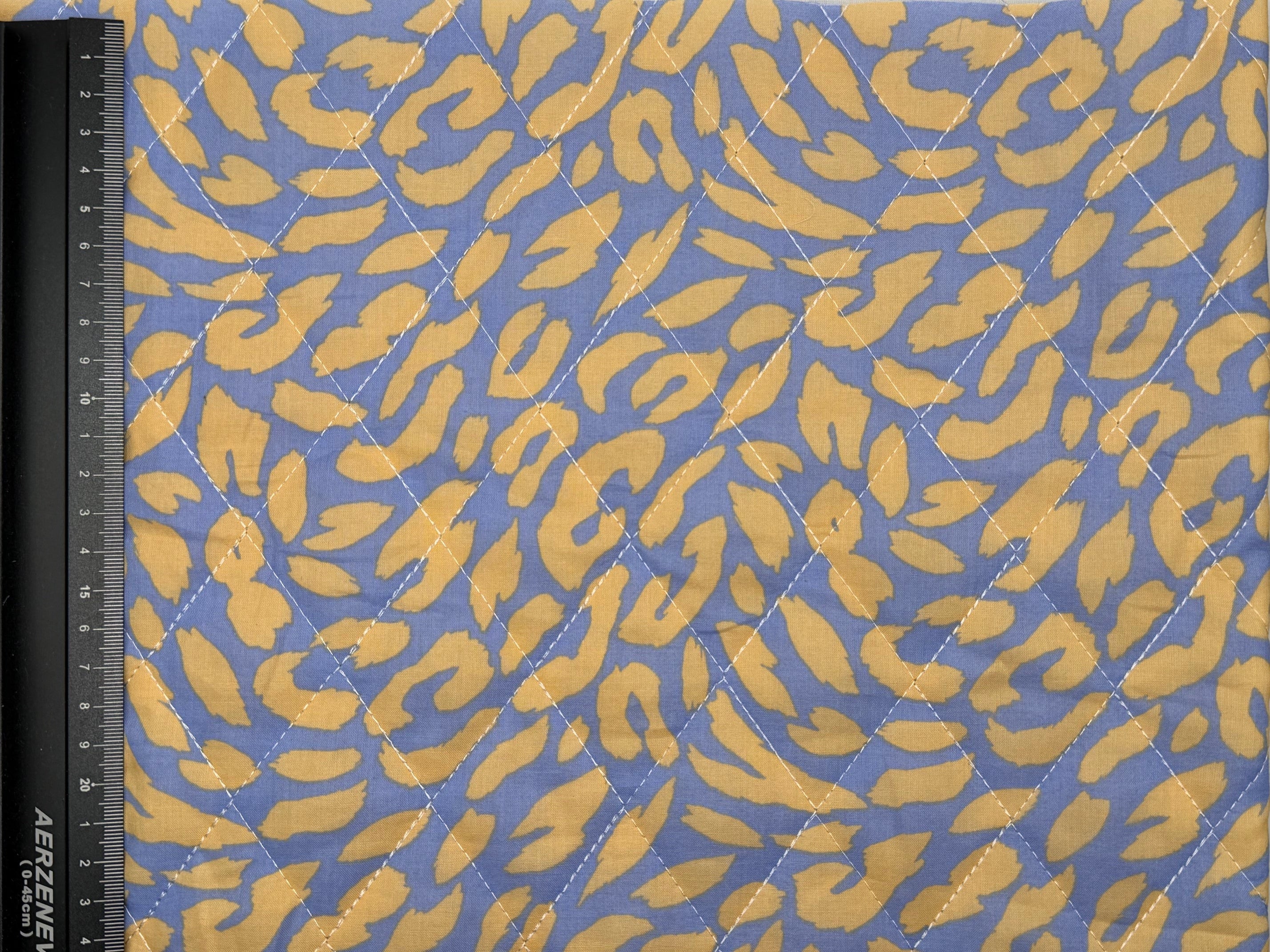 Cotton Pre Quilted Fabric - Blue Animal Print