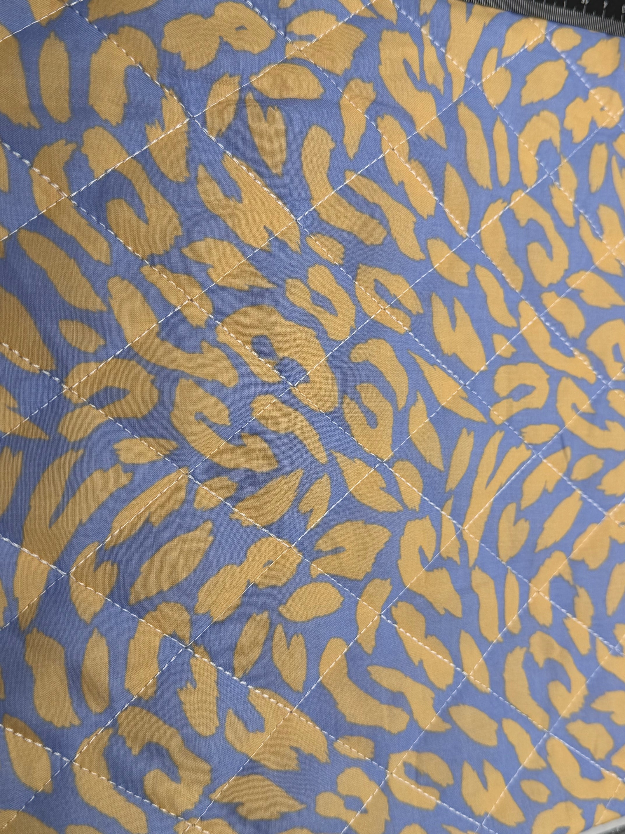 Cotton Pre Quilted Fabric - Blue Animal Print