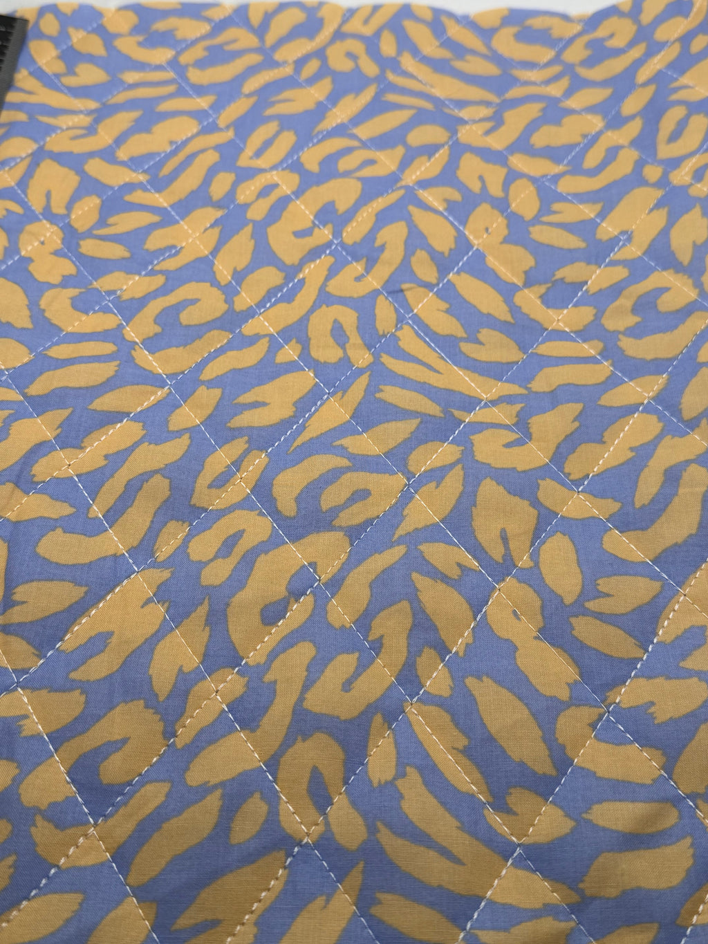 Cotton Pre Quilted Fabric - Blue Animal Print