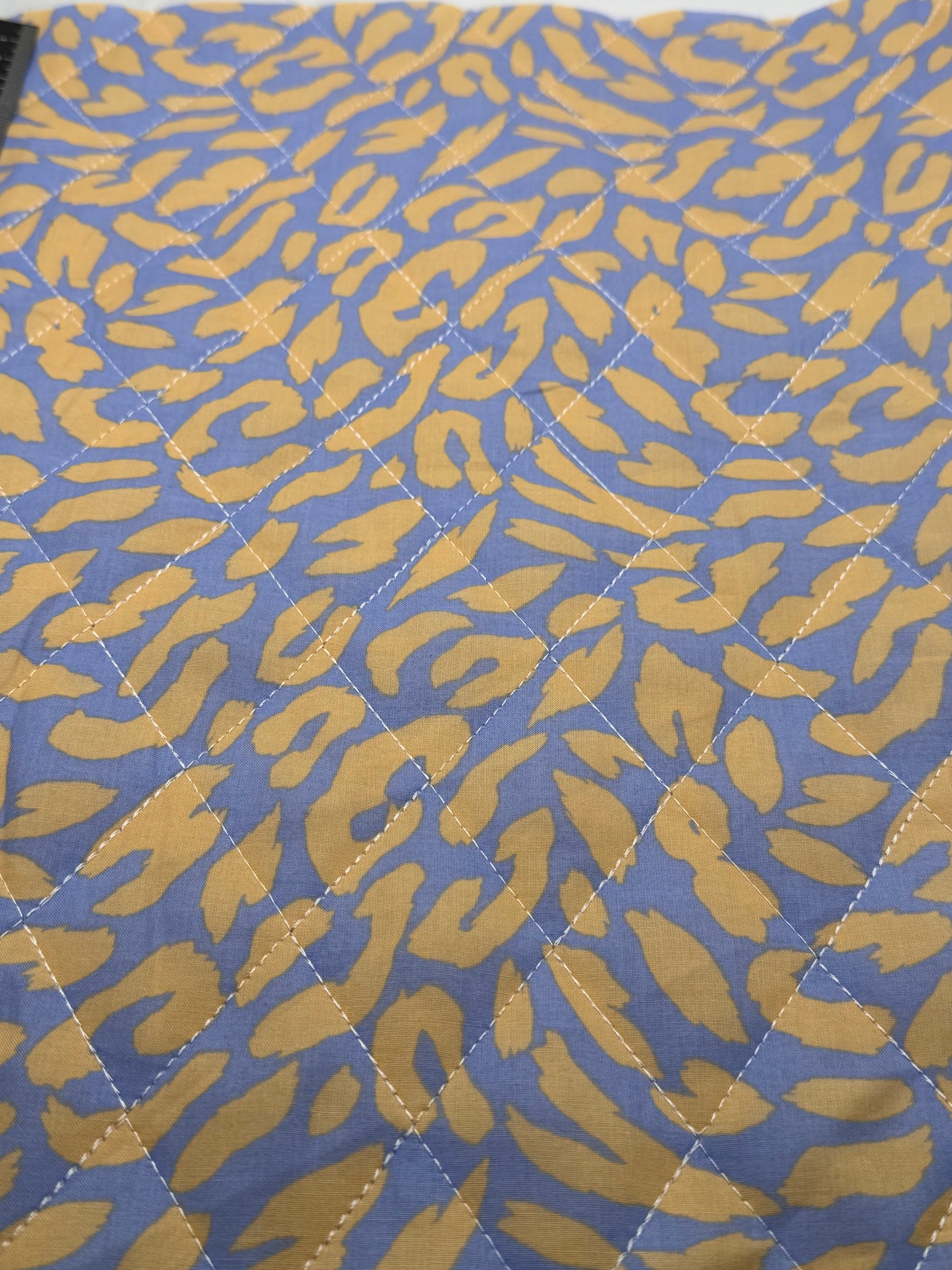 Cotton Pre Quilted Fabric - Blue Animal Print