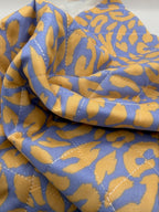 Cotton Pre Quilted Fabric - Blue Animal Print