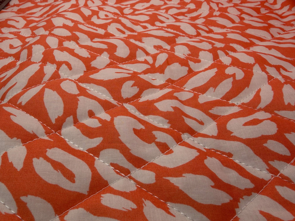 Cotton Pre Quilted Fabric - Coral Animal Print