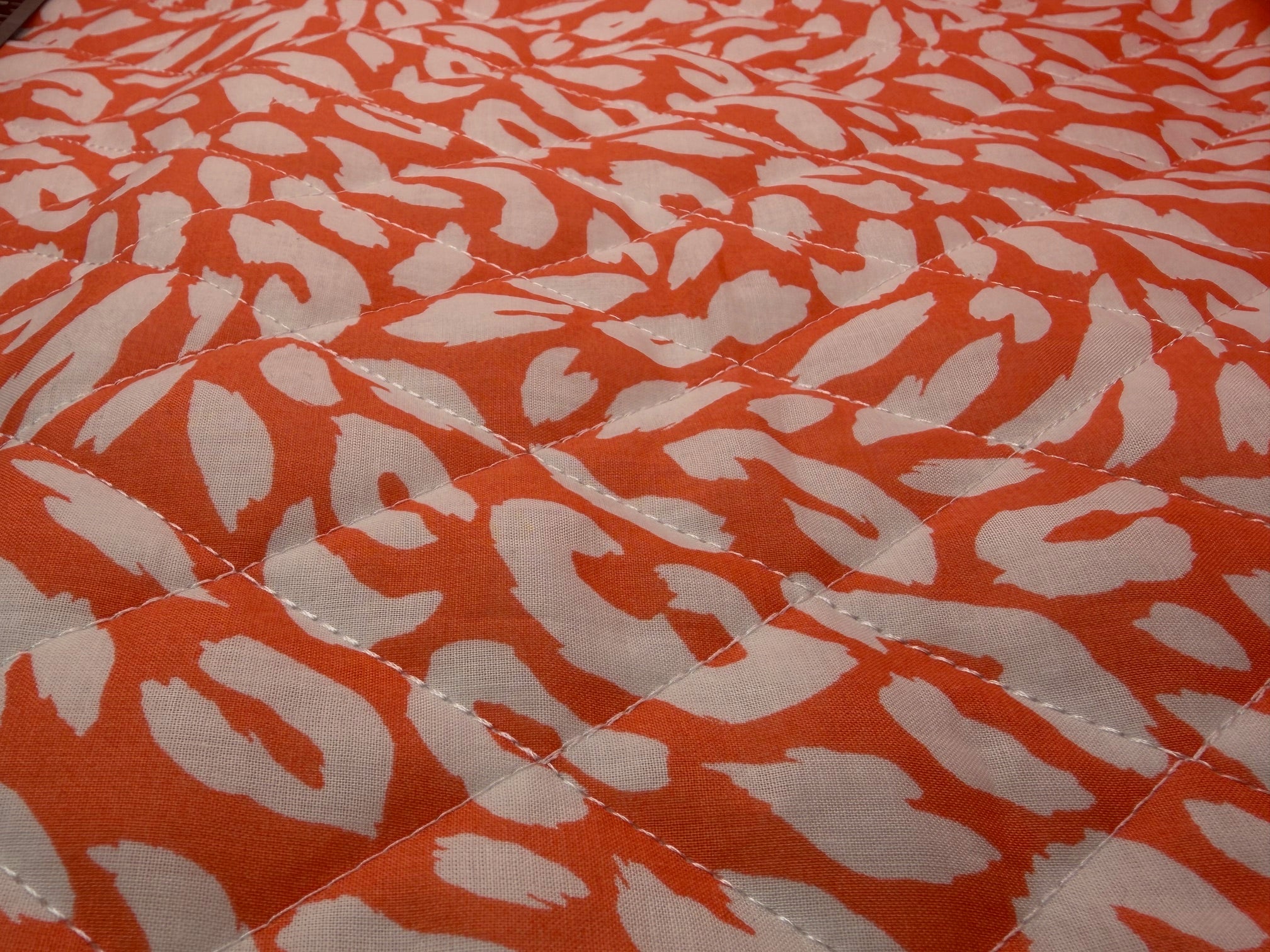 Cotton Pre Quilted Fabric - Coral Animal Print