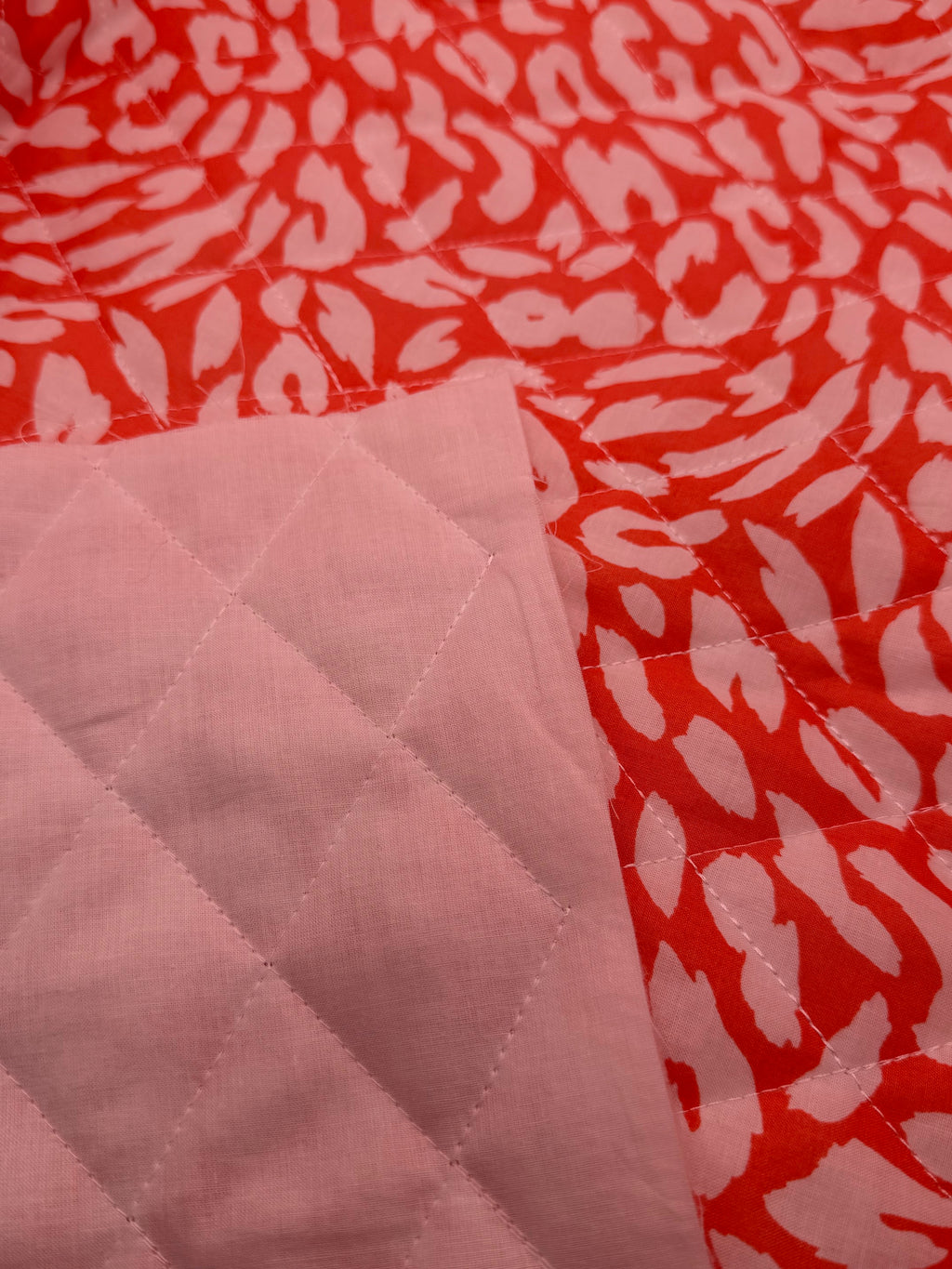 Cotton Pre Quilted Fabric - Coral Animal Print