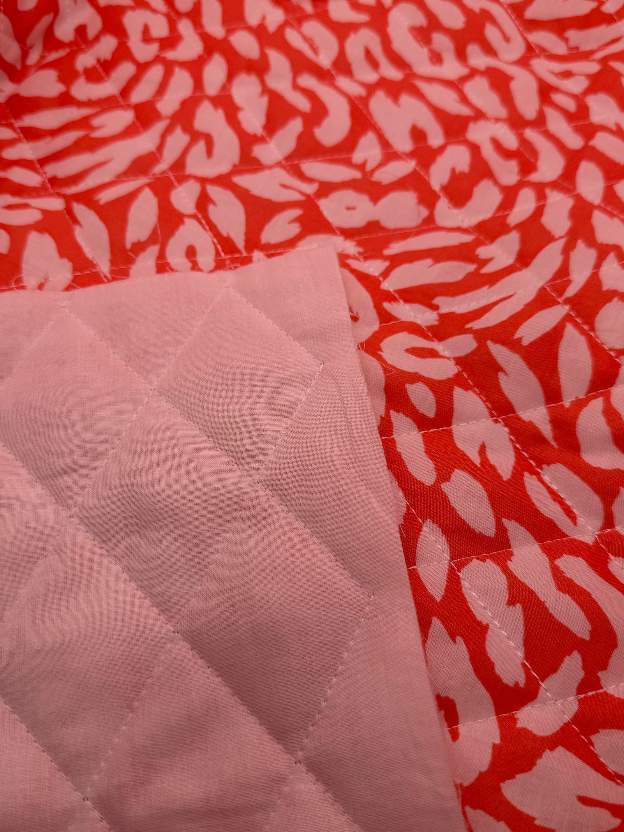 Cotton Pre Quilted Fabric - Coral Animal Print