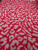 Cotton Pre Quilted Fabric - Red Animal Print