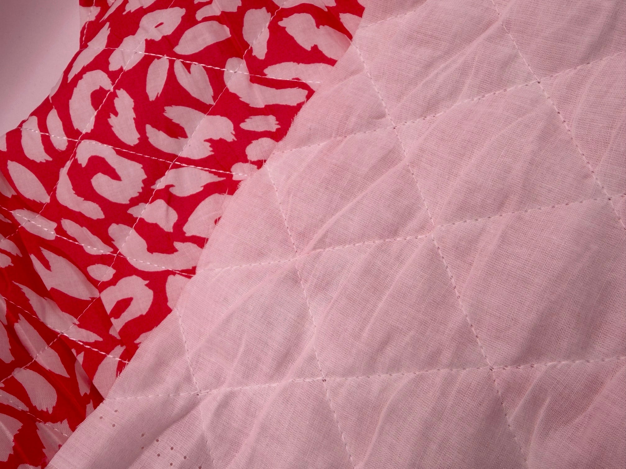 Cotton Pre Quilted Fabric - Red Animal Print