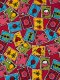 Animal Stamps Cotton Print Fabric – Pink | Poppy Europe