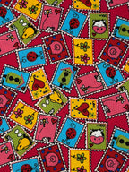 Animal Stamps Cotton Print Fabric – Pink | Poppy Europe
