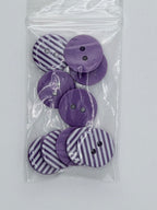 10 Pack Purple Striped Buttons 15mm Round