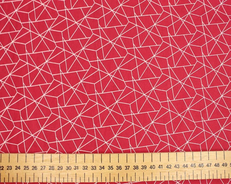 Geometric Origami Cotton Poplin | Red