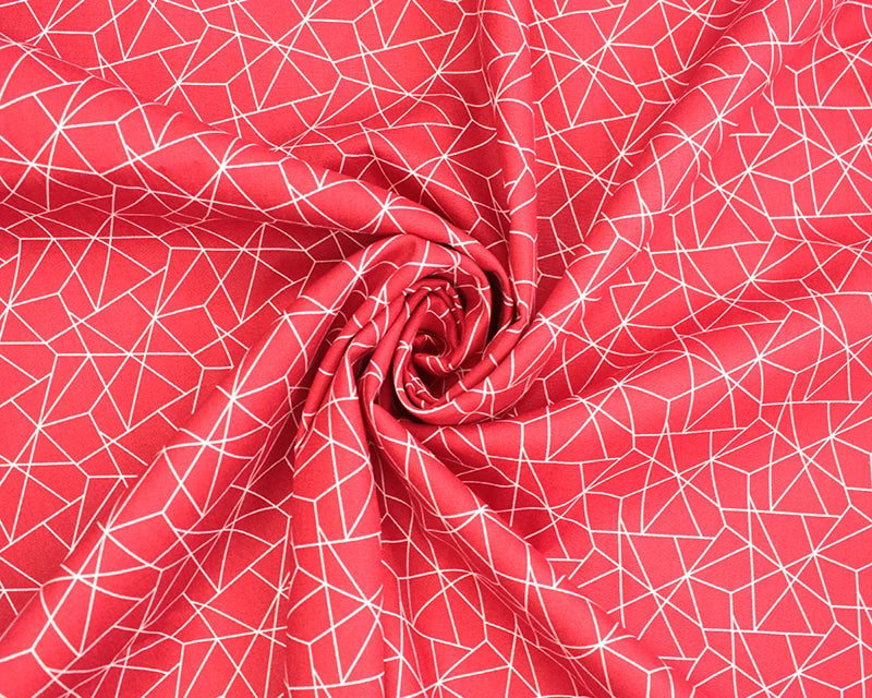 Geometric Origami Cotton Poplin | Red