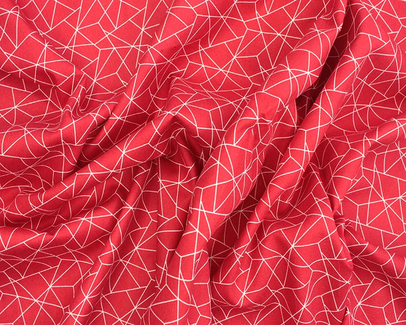 Geometric Origami Cotton Poplin | Red