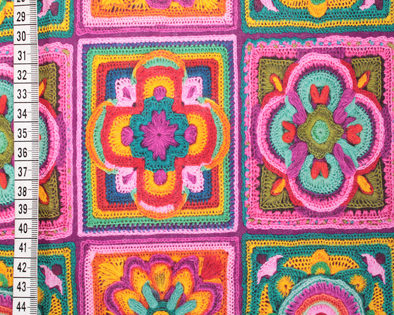 Little Johnny 3D Crochet Pink 100% Cotton Fabric