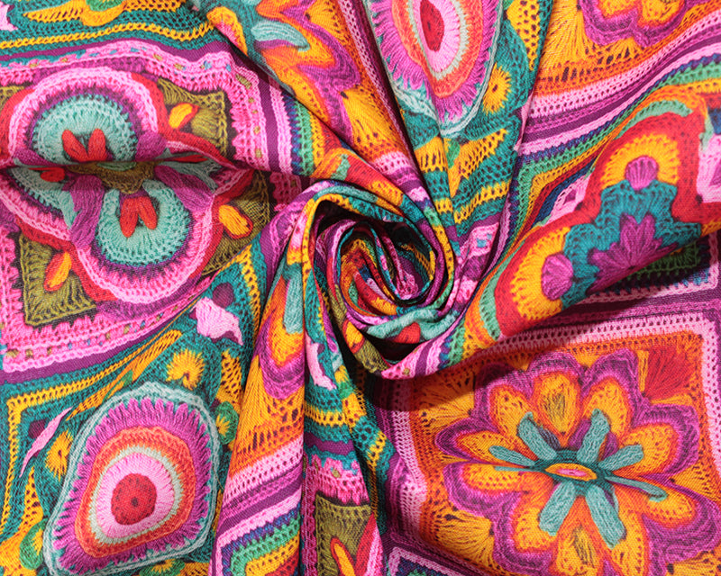 Little Johnny 3D Crochet Pink 100% Cotton Fabric