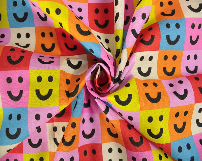 Little Johnny Johnny's Happy Grid 100% Cotton Fabric