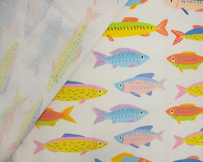 Little Johnny Go Fish 100% Cotton Fabric