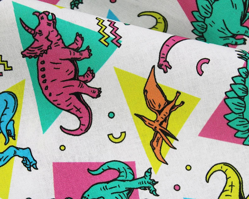 Little Johnny Digital Dinosaurs White 100% Cotton Fabric