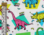 Little Johnny Digital Dinosaurs White 100% Cotton Fabric