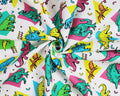 Little Johnny Digital Dinosaurs White 100% Cotton Fabric