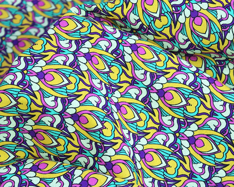 Little Johnny Digital Art Nouveau Multicolour 100% Cotton Fabric
