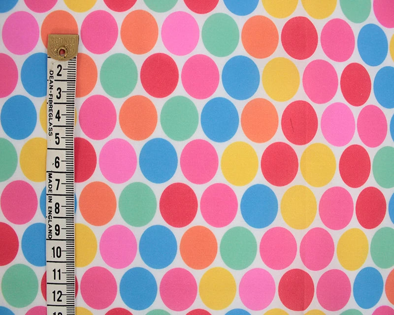 Little Johnny Dot Pop White Polycotton Fabric