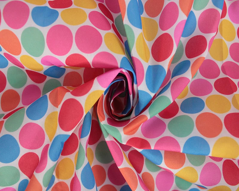 Little Johnny Dot Pop White Polycotton Fabric