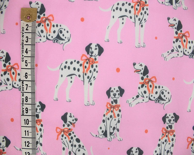 Little Johnny Playful Pups Pink Polycotton Fabric