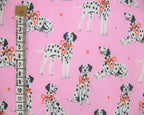 Little Johnny Playful Pups Pink Polycotton Fabric