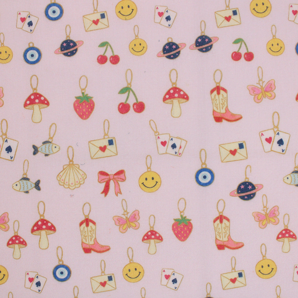 Little Johnny Lucky Charms Pink Polycotton Fabric