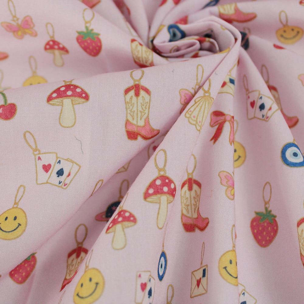 Little Johnny Lucky Charms Pink Polycotton Fabric
