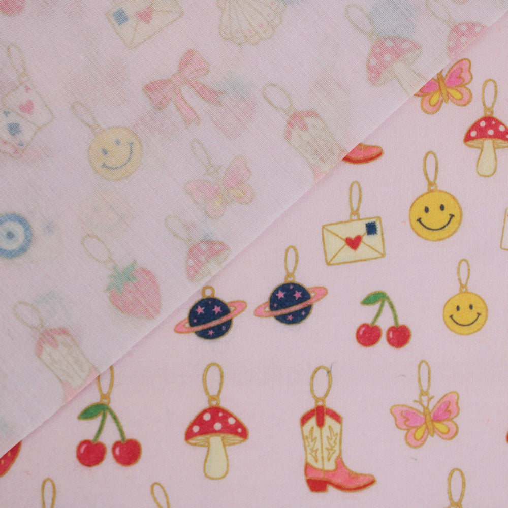 Little Johnny Lucky Charms Pink Polycotton Fabric