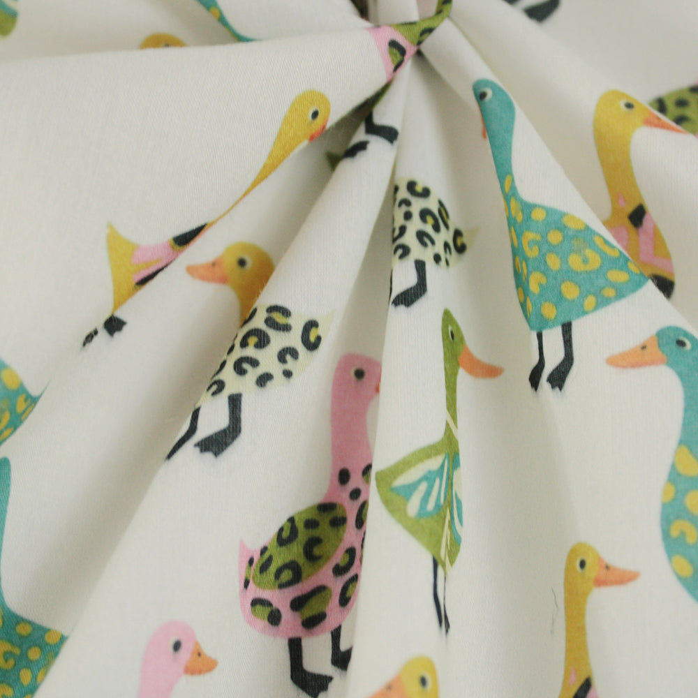 Little Johnny Wild Flock Cream Polycotton Fabric
