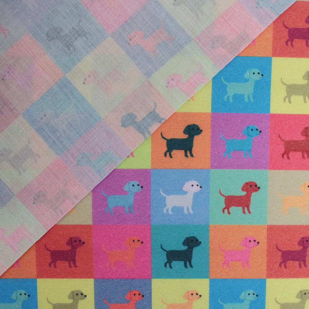 Little Johnny Puppy Pop Art Multicolour Polycotton Fabric