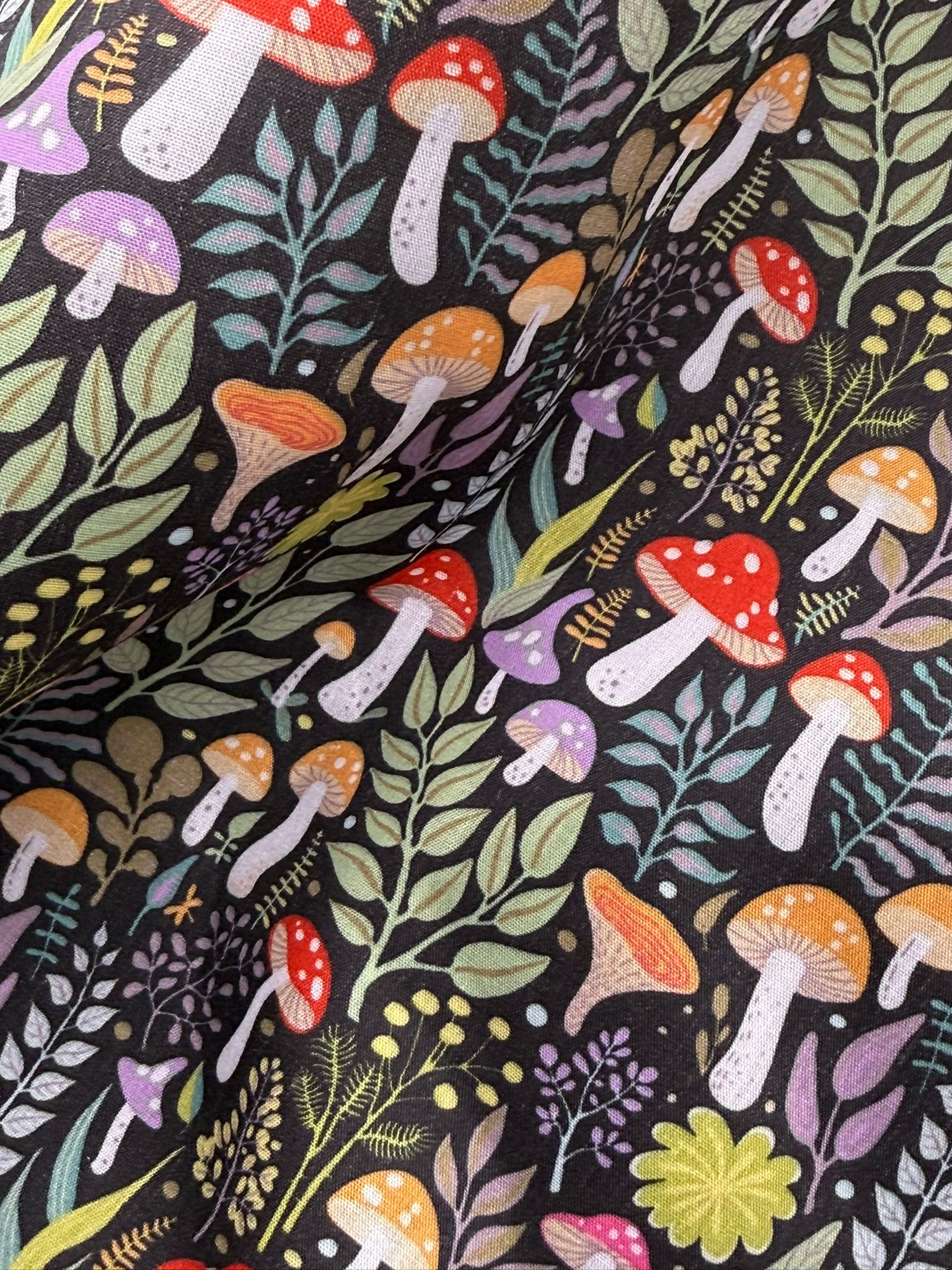 Mushroom Forest Polycotton Fabric | 110cm Wide | 90/10 Poly Cotton