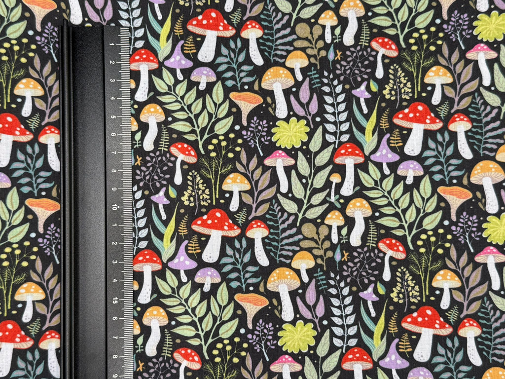 Mushroom Forest Polycotton Fabric | 110cm Wide | 90/10 Poly Cotton