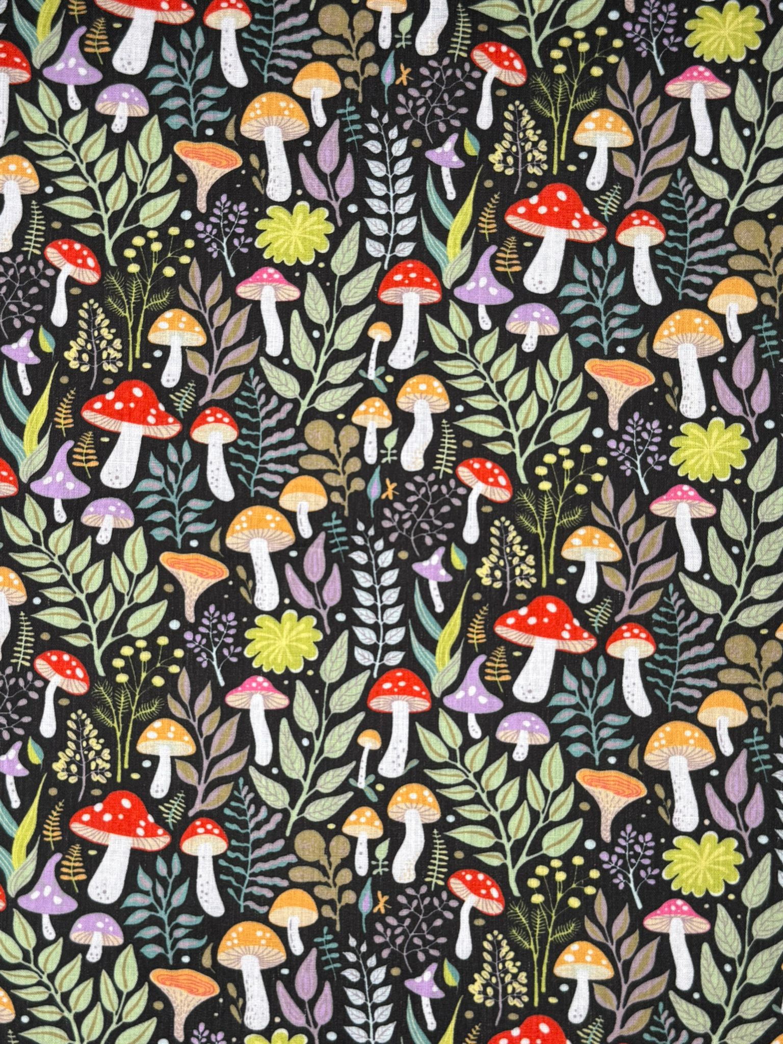 Mushroom Forest Polycotton Fabric | 110cm Wide | 90/10 Poly Cotton