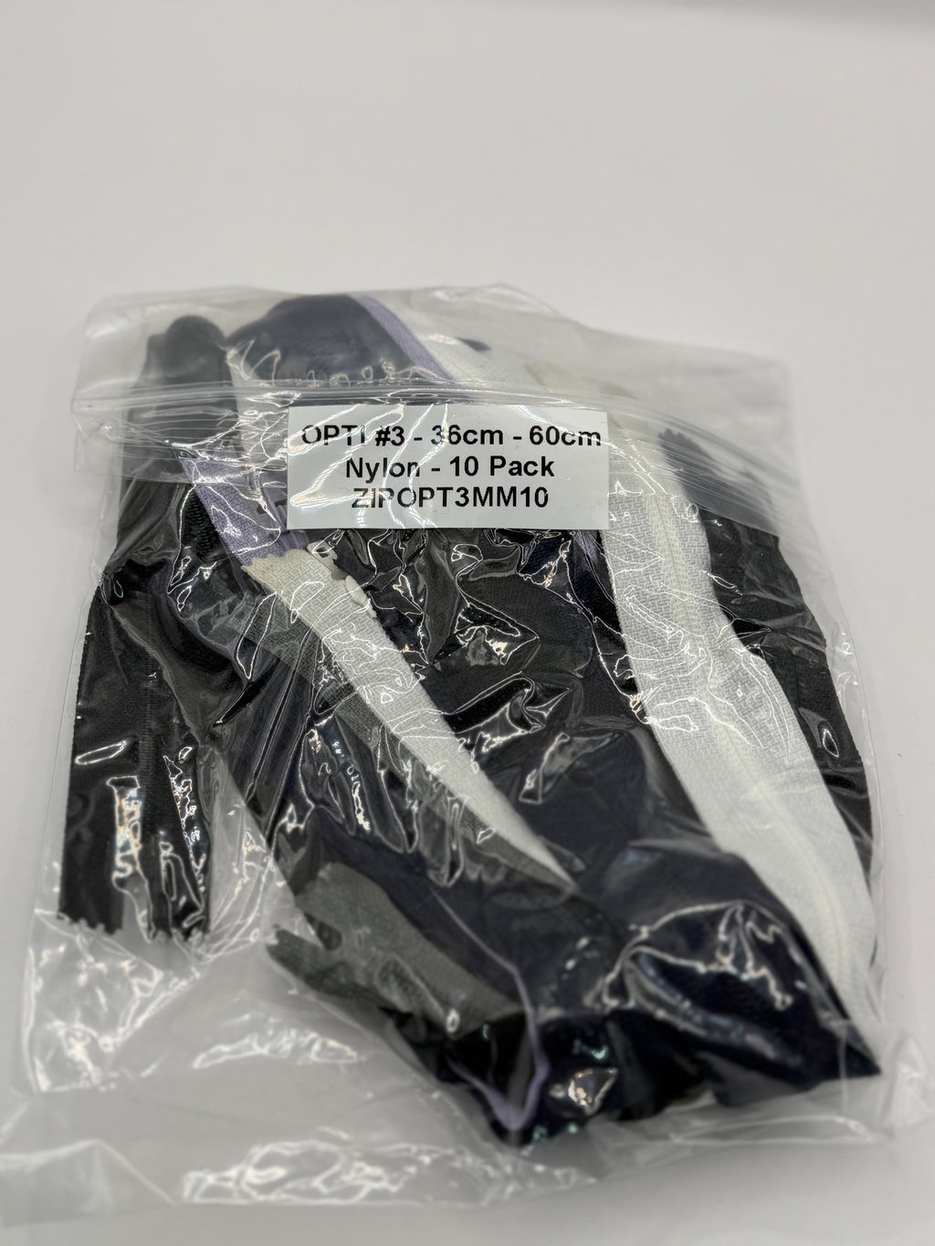 Opti #3 Nylon Zippers – Mixed Colour 10 Pack (36cm–60cm)