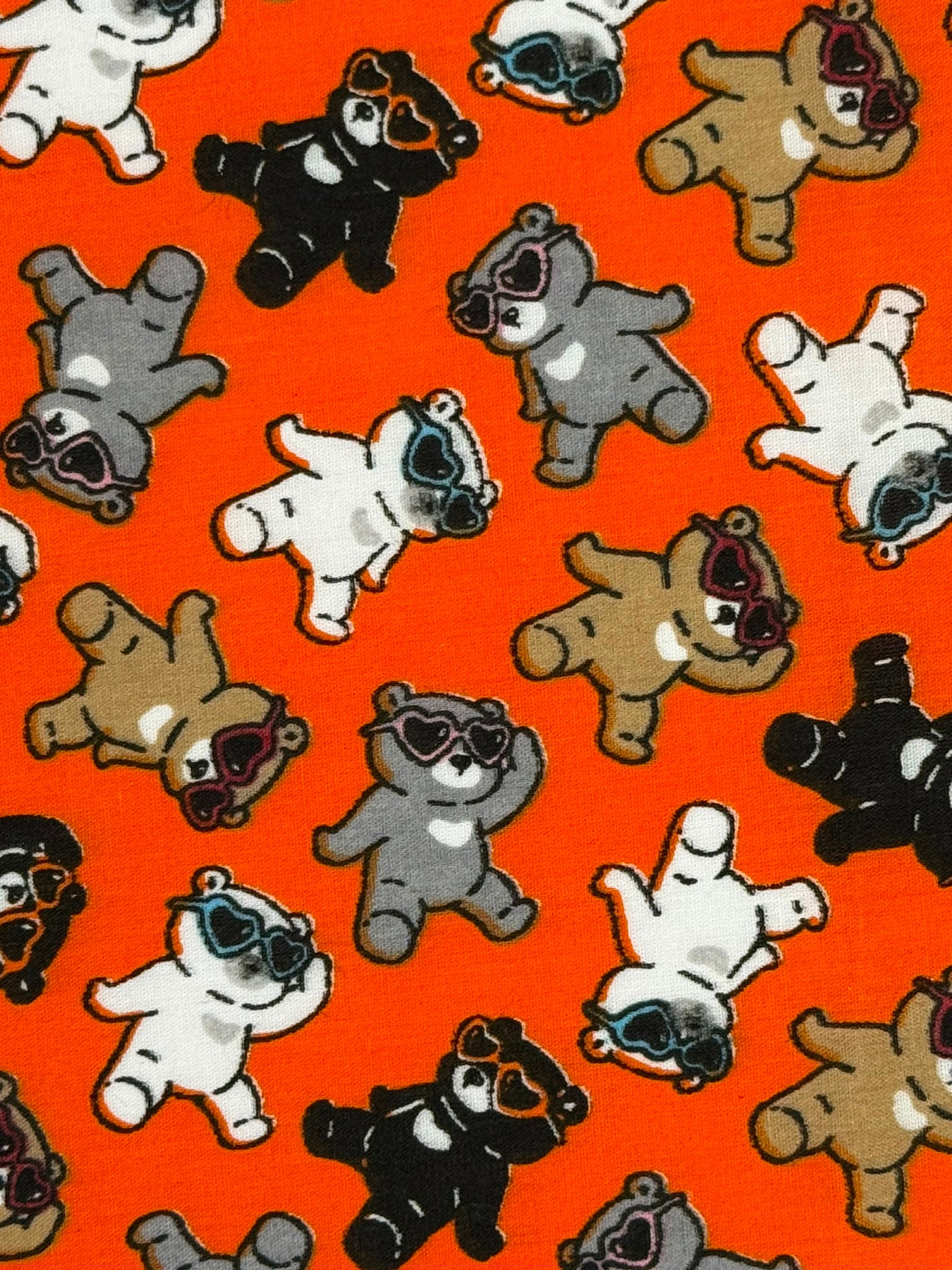 Orange Teddies Polycotton Fabric | 110cm Wide | 80/20 Poly Cotton