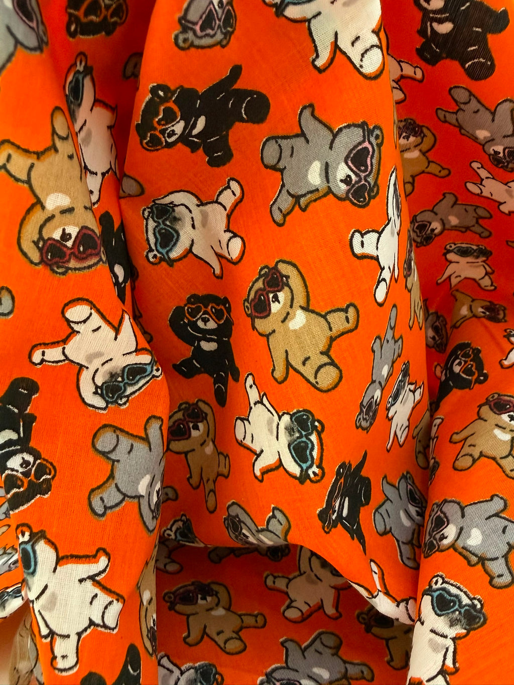 Orange Teddies Polycotton Fabric | 110cm Wide | 80/20 Poly Cotton