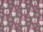 Christmas Gnomes Pink Polycotton Fabric | 110cm Wide | 90/10 Poly Cotton