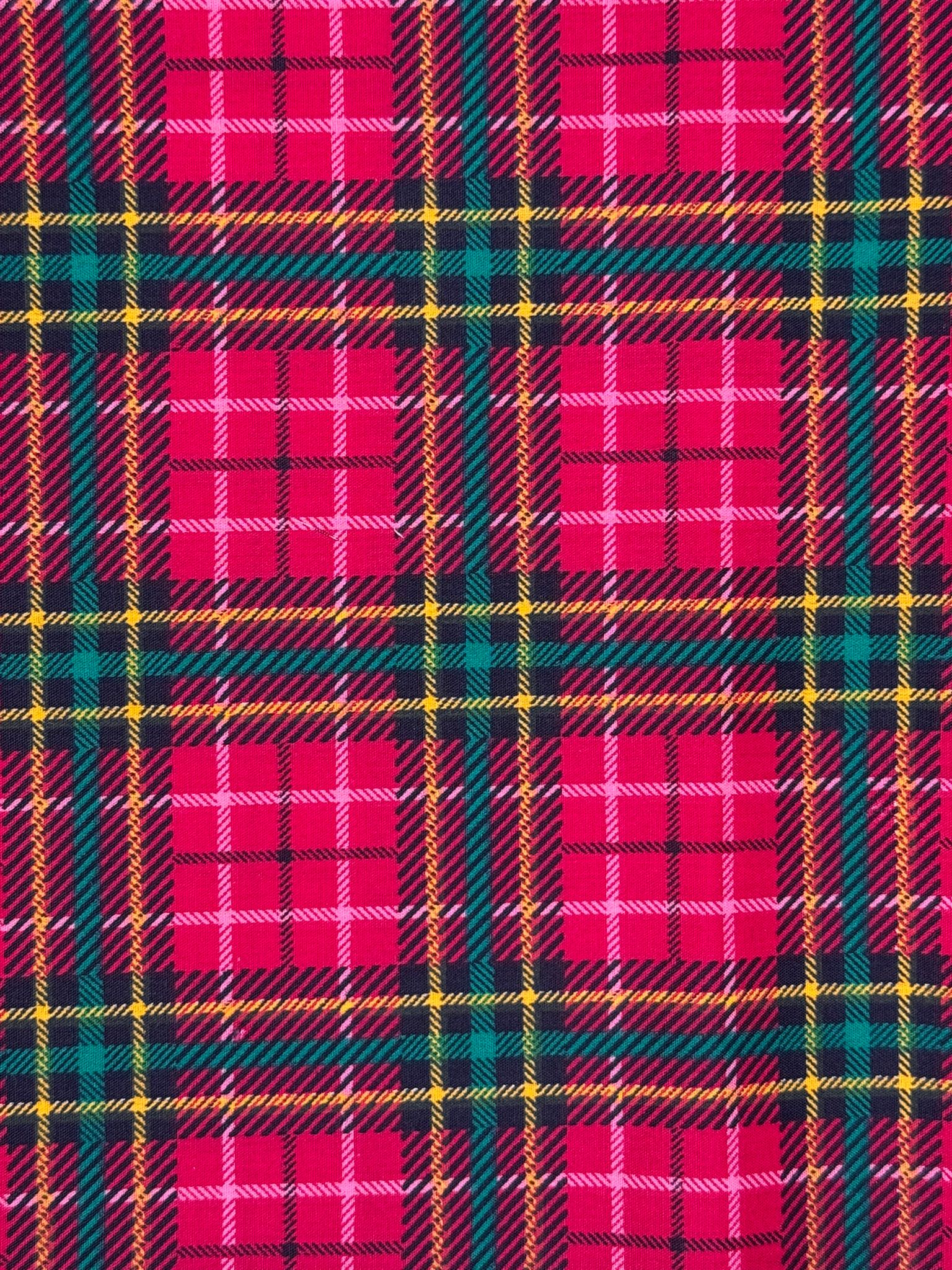 Christmas Red Tartan Polycotton Fabric | 110cm Wide | 80/20 Poly Cotton