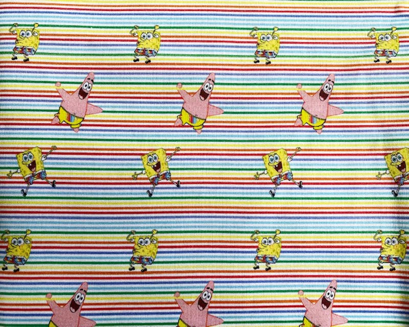 Little Johnny Sponge Bob Rainbow Stripe | Licensed Digital Print Cotton
