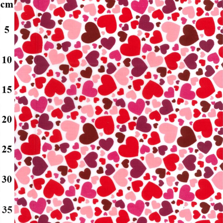 Love Hearts Polycotton Fabric | 110cm Wide | 80/20 Poly Cotton