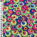 Halloween Eyeballs Polycotton Fabric | 110cm Wide | 90/10 Poly Cotton