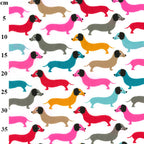 Multi Colour Dachshund Polycotton Fabric | 110cm Wide | 80/20 Poly Cotton