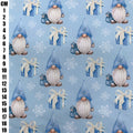 Christmas Gnomes Blue Polycotton Fabric | 110cm Wide | 90/10 Poly Cotton