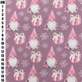 Christmas Gnomes Pink Polycotton Fabric | 110cm Wide | 90/10 Poly Cotton