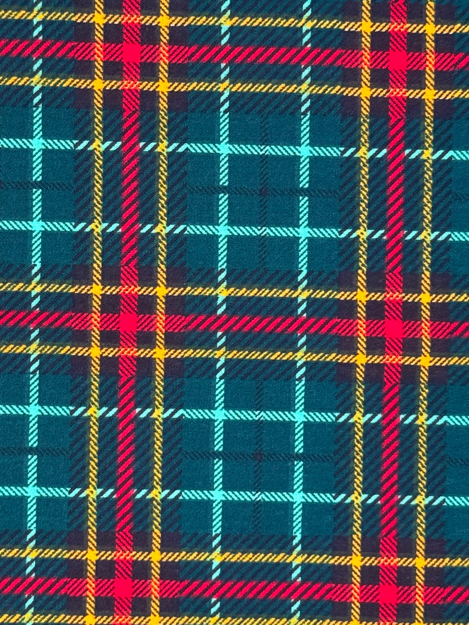 Christmas Green Tartan Polycotton Fabric | 110cm Wide | 80/20 Poly Cotton