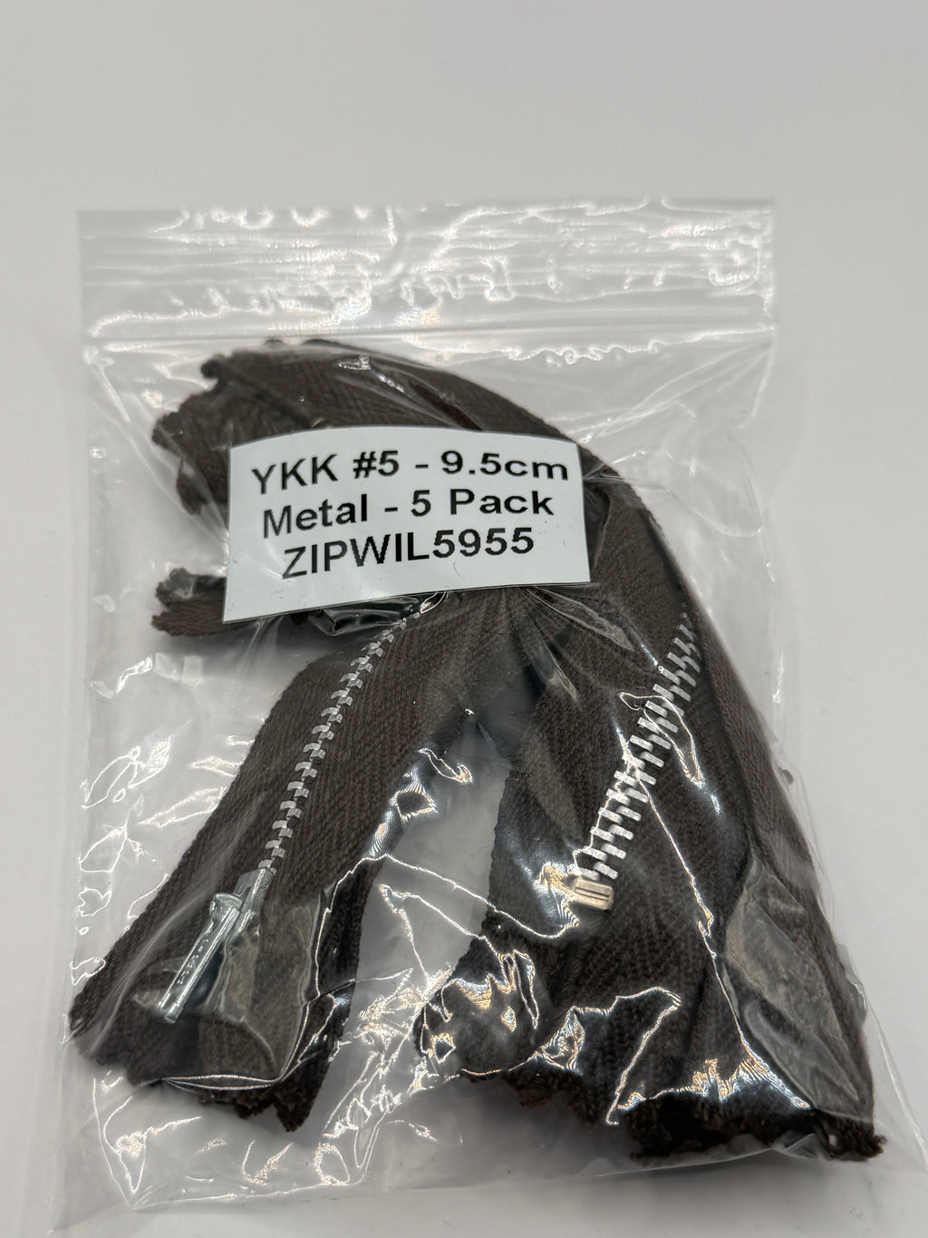 YKK #5 Metal Zippers – Brown 5 Pack (9.5cm)